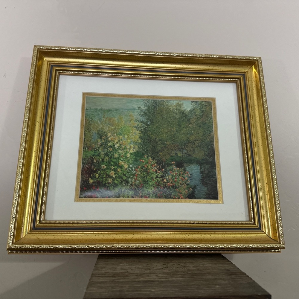Framed Reproduction Claude Monet's painting A Corner of the Garden at Montgeron